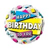 Ballon aluminium rétro « Happy Birthday » 46 cm