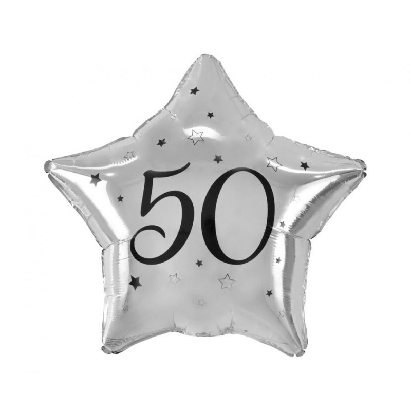 Happy Birthday Happy Birthday Silver, Silver Star 50 Foil Balloon 44 cm