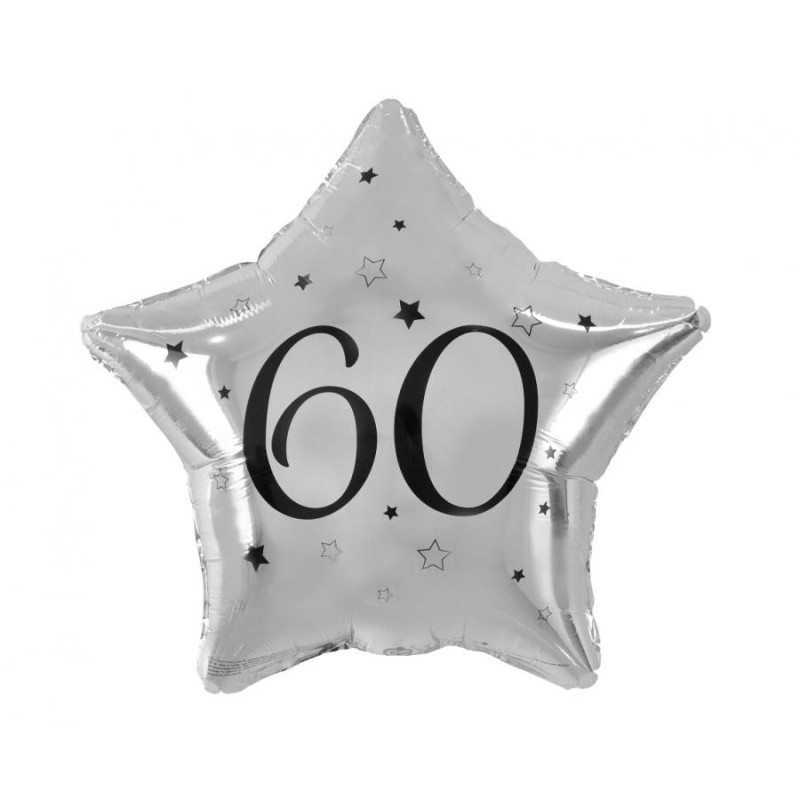 Ballon aluminium Joyeux anniversaire Argent, Silver Star 60 44 cm