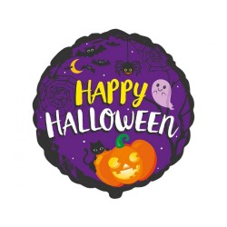 Ballon aluminium violet Happy Halloween 48 cm