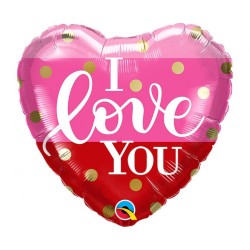 Ballon aluminium à pois « Love I Love You » 46 cm