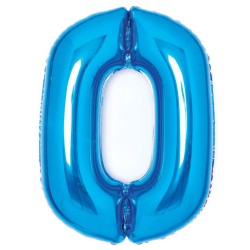 Ballon aluminium numéro 0 bleu 66 cm