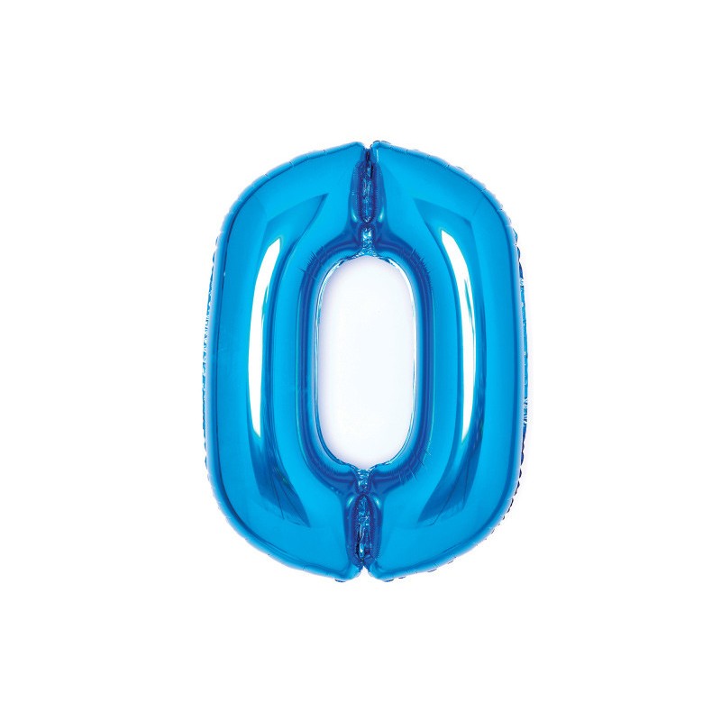 Ballon aluminium numéro 0 bleu 66 cm