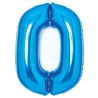 Ballon aluminium numéro 0 bleu 66 cm