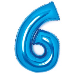 Number Blue Blue Number 6 Foil Balloon 66 cm