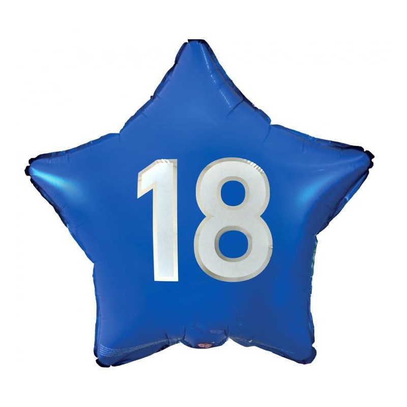 Happy Birthday Blue Blue Happy Birthday 18 star foil balloon 44 cm