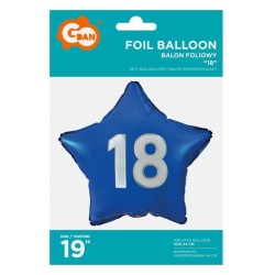 Happy Birthday Blue Blue Happy Birthday 18 star foil balloon 44 cm