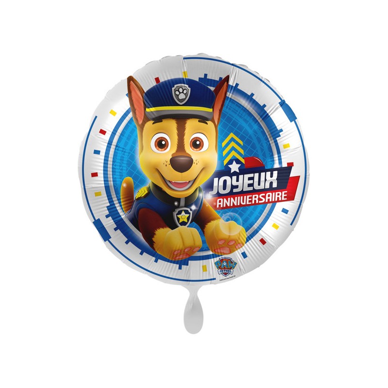 Ballon aluminium Paw Patrol Chase Happy Birthday 43 cm