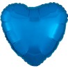 Ballon en aluminium en forme de cœur bleu métallisé satiné 43 cm