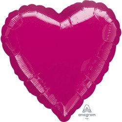 Satin Metallic Fuchsia heart foil balloon 43 cm