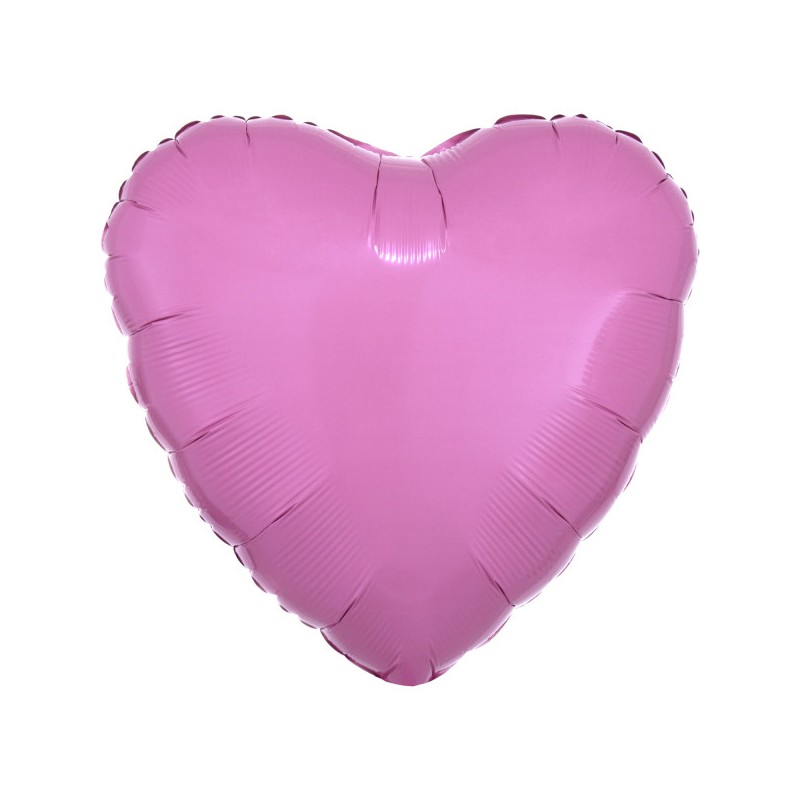 Ballon en aluminium en forme de cœur rose métallisé satiné 43 cm