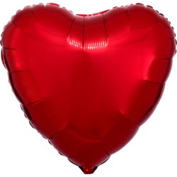 Ballon en aluminium satiné métallisé en forme de cœur rouge 43 cm