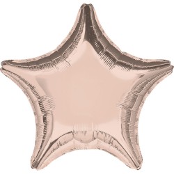 Ballon en aluminium métallisé or rose satiné en forme d'étoile 48 cm