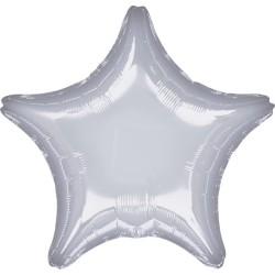 Ballon en aluminium métallisé argenté en forme d'étoile 48 cm