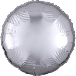 Satin Metallic Silver round foil balloon 43 cm