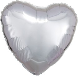 Satin Metallic Silver heart foil balloon 43 cm