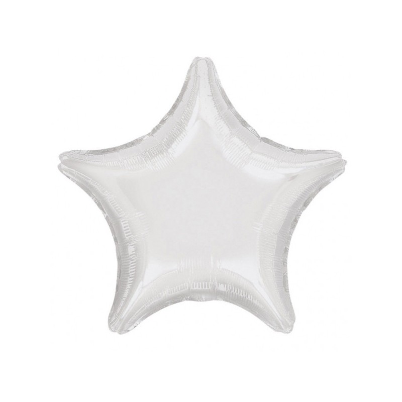 Satin Metallic White Star Foil Balloon 48 cm