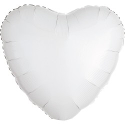 Ballon en aluminium en forme de cœur blanc métallisé satiné 43 cm