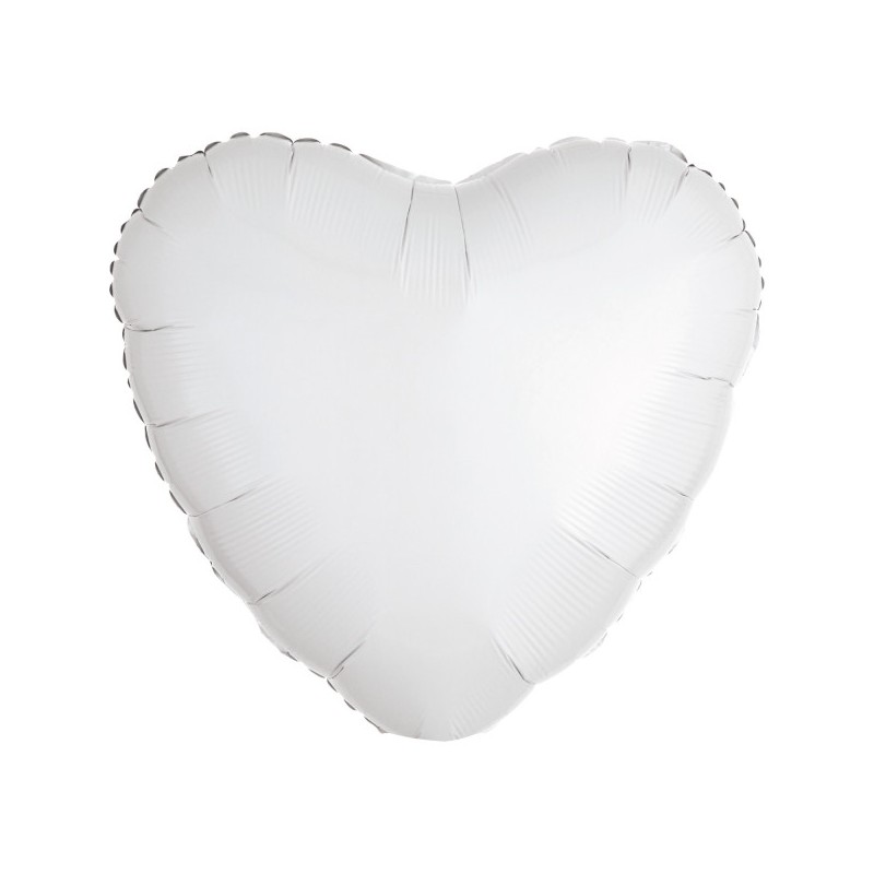 Ballon en aluminium en forme de cœur blanc métallisé satiné 43 cm