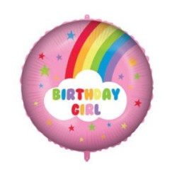 Ballon d'anniversaire arc-en-ciel en aluminium pour fille 46 cm