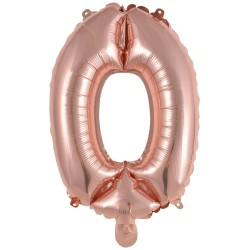 Ballon en aluminium numéro 0 en or rose 41 cm