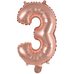 Ballon en aluminium numéro 3 en or rose 45 cm