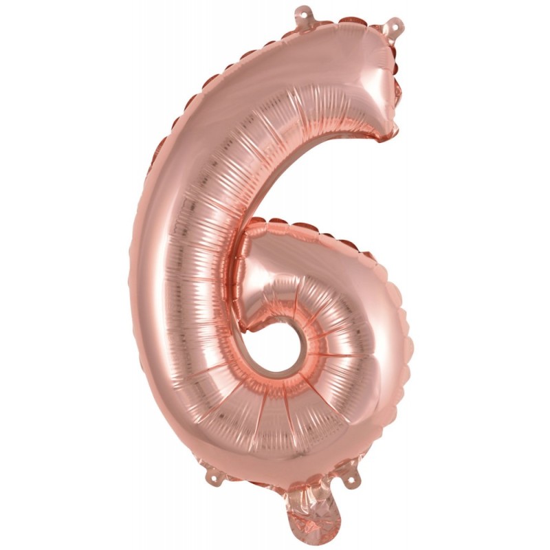 Number Rose Gold Number 6 Foil Balloon 45 cm