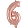 Number Rose Gold Number 6 Foil Balloon 45 cm