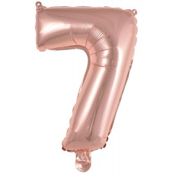 Ballon en feuille d'or rose numéro 7, 42 cm