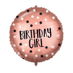 Ballon d'anniversaire en aluminium or rose pour fille 46 cm