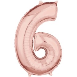 Number Rose Gold number foil balloon 6, 66x43 cm