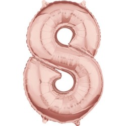 Number Rose Gold Number Foil Balloon 8, 66x45 cm