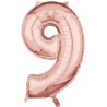 Number Rose Gold Number Foil Balloon 9, 66x43 cm