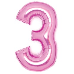 Number Pink Pink Number 3 Foil Balloon 66 cm