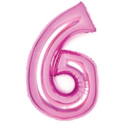 Number Pink Pink number 6 foil balloon 66 cm