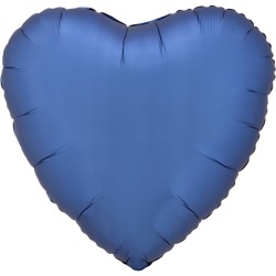 Ballon en aluminium en forme de cœur bleu azur en satin de soie 43 cm