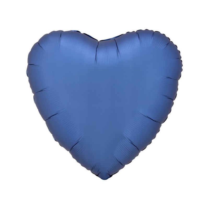 Satin Silk Azure Blue heart foil balloon 43 cm