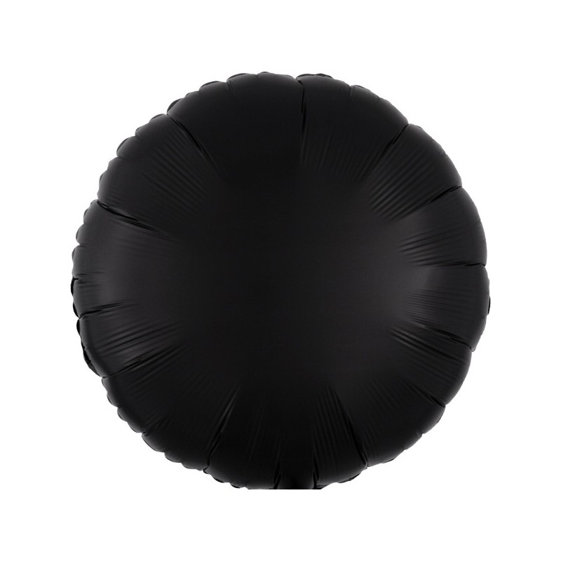 Satin Silk Black round foil balloon 43 cm