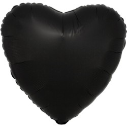 Ballon en aluminium en forme de cœur noir en soie satinée 43 cm