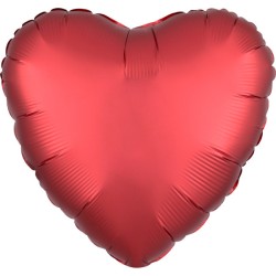 Satin Silk Dark Red heart foil balloon 43 cm