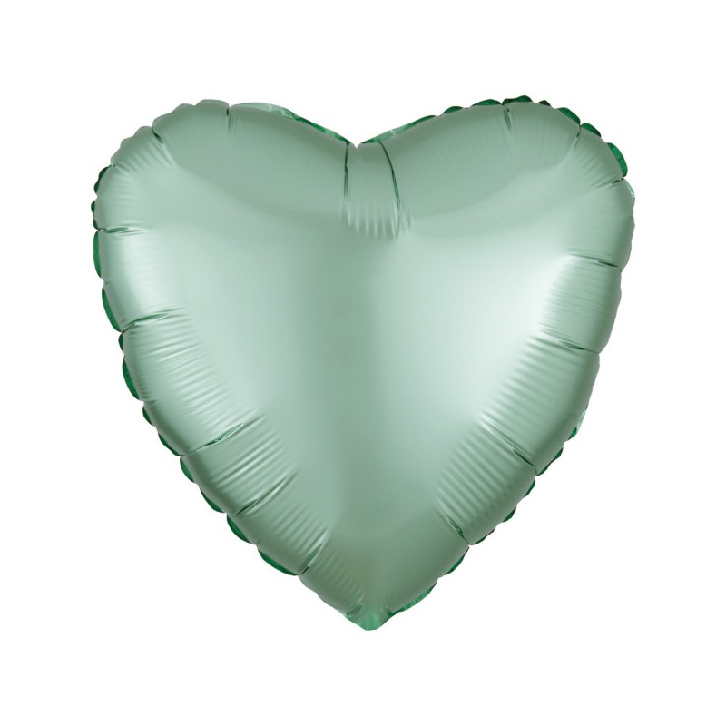 Satin Silk Mint Green Heart Foil Balloon 43 cm