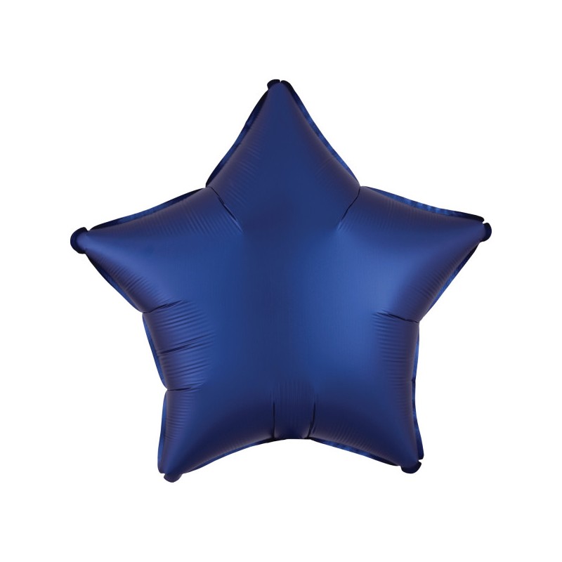 Ballon aluminium en satin de soie bleu marine avec étoile 48 cm