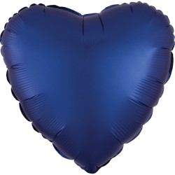 Ballon en aluminium en forme de cœur bleu marine en satin de soie 43 cm