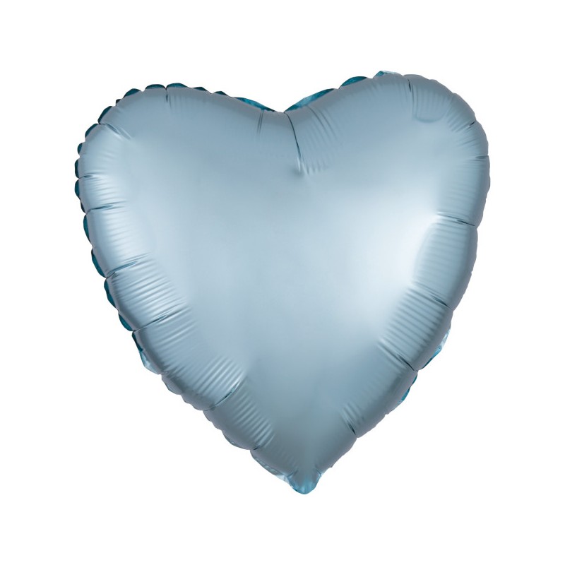 Satin Silk Pastel Blue heart foil balloon 43 cm