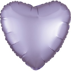 Ballon en aluminium en satin de soie pastel lilas en forme de cœur 43 cm