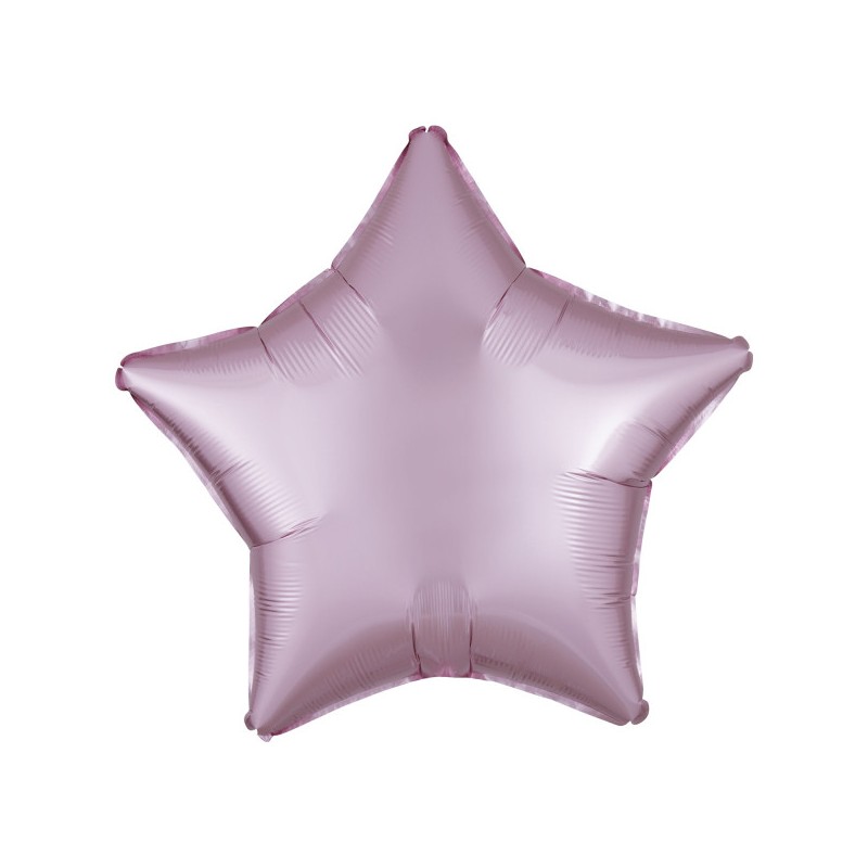 Ballon en aluminium en satin de soie rose pastel avec étoile 48 cm