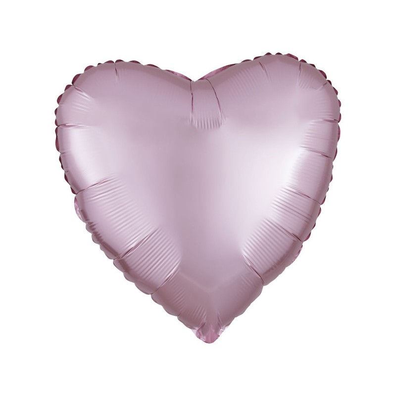 Satin Silk Pastel Pink heart foil balloon 43 cm