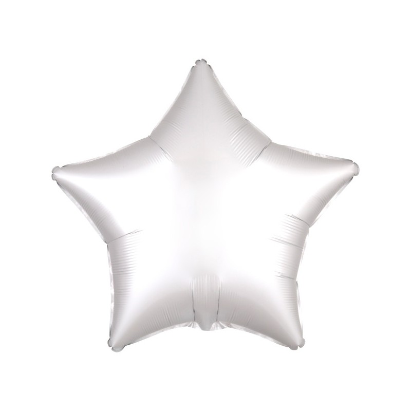 Ballon en aluminium en satin de soie blanc avec étoile 48 cm