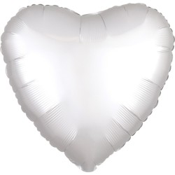 Ballon en aluminium en forme de cœur blanc en soie satinée 43 cm