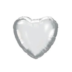 Colour Silver Heart, Silver Heart foil balloon 46 cm